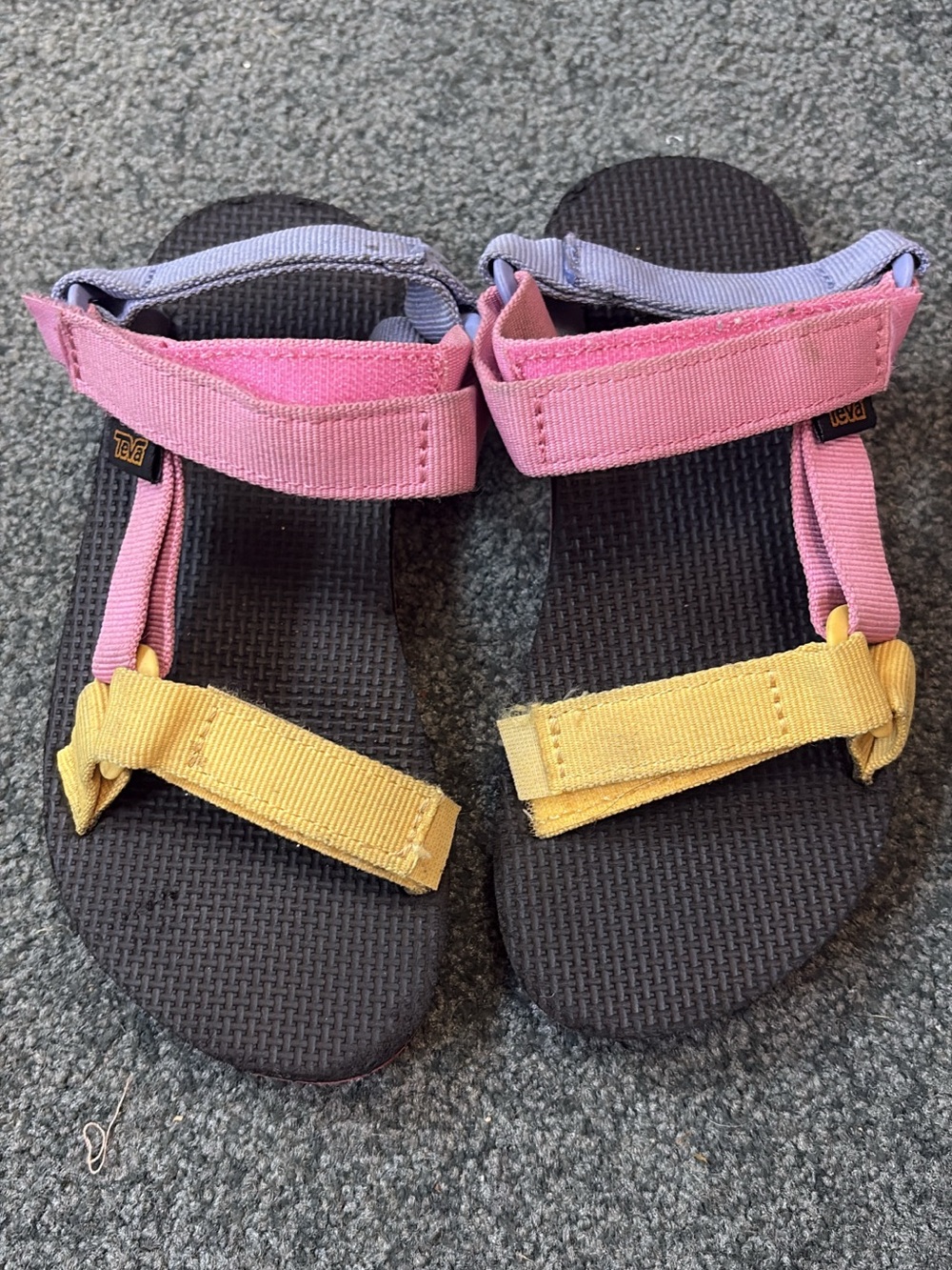 Teva Kids Pink Yellow Lavender Strap Outdoor Sandals
